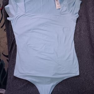 NWT Abercrombie & Fitch Soft Matte Short Sleeve Bodysuit Large Light Blue